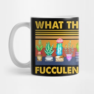 Vintage Retro What The Fucculennt T-shirt Mug